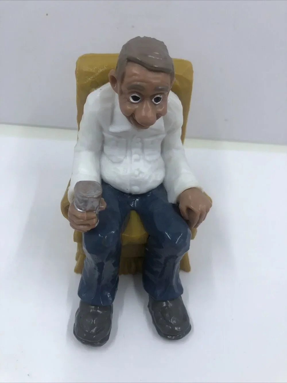 Vtg 1979 Wilton Cake Topper Dollhouse Retirement Old Man Chair Watching TV